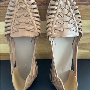 Nisolo Brown Leather Flats with Woven Design